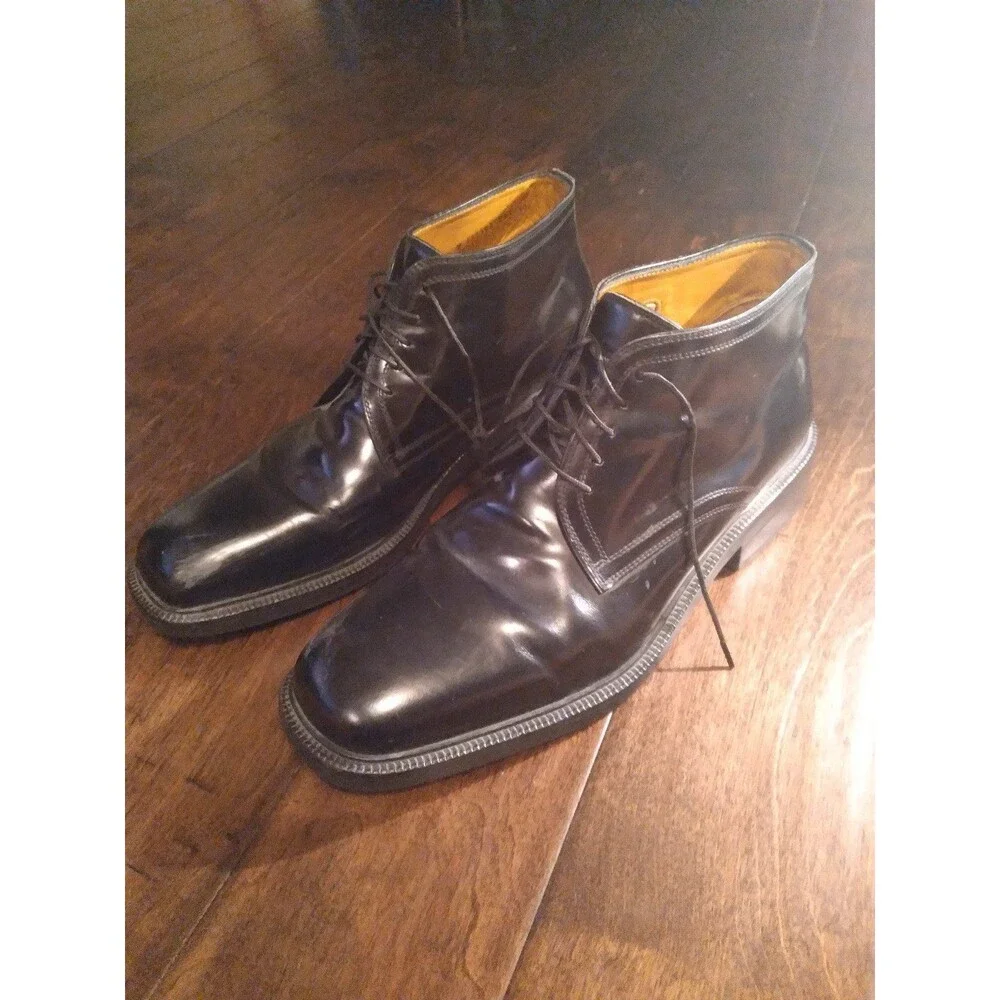 Cole Haan Black Leather Square Toe Derby‎ Dress Shoes Classic Business Formal